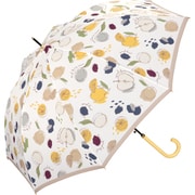 長傘 晴雨兼用 フルーツペインティング 58cm ジャンプ式 紫外線防止効果 ベージュ 5214-03-001BE