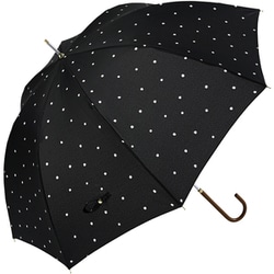 長傘 婦人用 晴雨兼用 リトルフラワー 58cm 手開き式 グラスファイバー骨（親骨） UVカット加工 安全ろくろ ブラック 1685BK