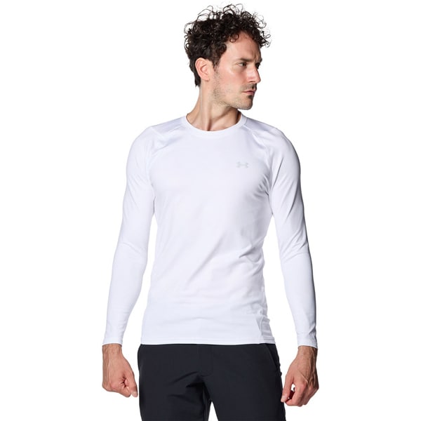 UAコールドギア フィッティド ロングスリーブ クルー シャツ メンズ Lサイズ White/HaloGray（100） 1381819