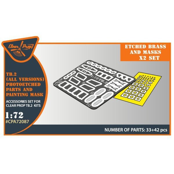 CPUA72087 1/72 TB2 バイラクタル エッチングパーツ w/塗装マスクシール 2機分入り （クリアープロップ！用） [プラモデル用パーツ]