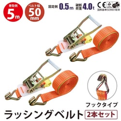 rb-hk-0505-2p [2本セット ラッシングベルト フック 幅50mm 固定側0.5m 巻側5m 幅50mm]