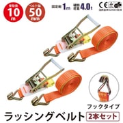 rb-hk-1010-2p [2本セット ラッシングベルト フック 幅50mm 固定側1m 巻側10m 幅50mm]