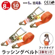 rb-hk-1008-2p [2本セット ラッシングベルト フック 幅50mm 固定側1m 巻側8m 幅50mm]