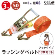 rb-hk-1003-10p [10本セット ラッシングベルト フック 幅50mm 固定側1m 巻側3m 幅50mm]