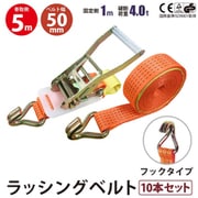 rb-hk-1005-10p [10本セット ラッシングベルト フック 幅50mm 固定側1m 巻側5m 幅50mm]
