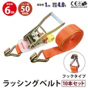 rb-hk-1006-10p [10本セット ラッシングベルト フック 幅50mm 固定側1m 巻側6m 幅50mm]