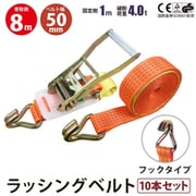 rb-hk-1008-10p [10本セット ラッシングベルト フック 幅50mm 固定側1m 巻側8m 幅50mm]
