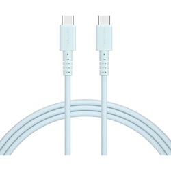 しなやかで絡まない シリコンケーブル USB-C to USB-C 2m パウダーブルー MOT-SLCC200-BL