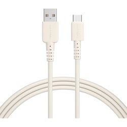 しなやかで絡まない シリコンケーブル A to USB-C 2m アーモンドミルク MOT-SLAC200-AM