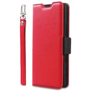 CR_X52CSPLNU_RD [Xperia 5 II 対応 手帳型スマホケース ストラップ付 スタンド付 レザー カバーNU レッド×ブラック]