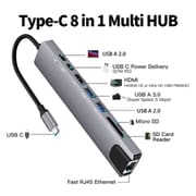USB-C オス→メス カードスロットx2/HDMI/LAN/USB-Ax2/USB-Cx2/USB PD対応 87W ドッキングステーション HDX-C8 HDX-C8