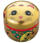お茶 招き猫缶(金)