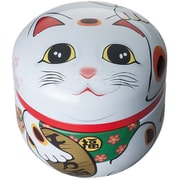お茶 招き猫缶（白）