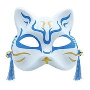 推祭(おまつり) 猫面 【大】 ブルー