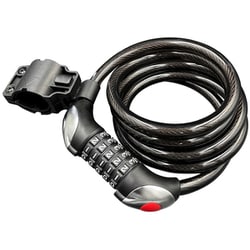 ダイヤル式ワイヤーロック 番号設定可能 5桁ダイヤル LEDライト搭載 固定ホルダー付き MP-LK20
