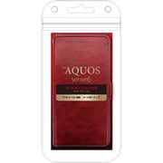 AQUOS sense6用 レザー調手帳型ケース レッド（簡易パッケージ） AC-EAQS6-PBRD