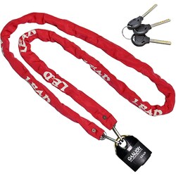 チェーンロック南京錠付 レッド 直径5.5×長さ1,800（mm） GD-2507