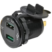 アルミUSB充電ソケット 2ポート(QC3.0+QC3.0) 電圧計搭載 KS-259A