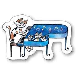 56813 [神保堂にゃんこ堂 ステッカー シール 猫 ネコ ねこ おかべてつろう（ピアノ）]