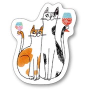 56814 [神保堂にゃんこ堂 ステッカー シール 猫 ネコ ねこ おかべてつろう（ワイン）]