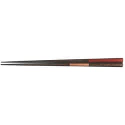 六角箸 市松 朱 23.0cm