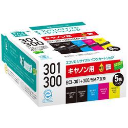 互換リサイクルインクカートリッジ キヤノン BCI-301＋300/5MP 4色パック＋300PGBK互換 インク残量表示完全対応 ECI-C301-5P