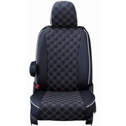 15ETB1172K [シートカバー 全席セット ハイエースバン / レジアスエースバン キルト ブラック×ホワイトステッチ]
