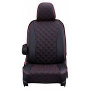 15ETB1099D [シートカバー 全席セット ハイエースバン / レジアスエースバン / ボンゴブローニイバン キルト ブラック×レッドステッチ]