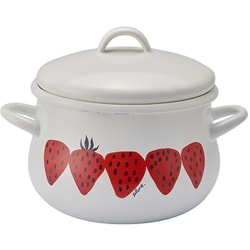 プルーン Plune ホーロー 両手鍋 16cm あかいちご PCR-801