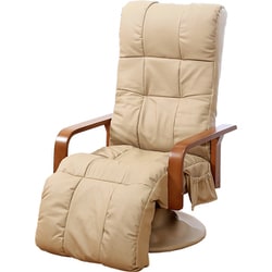 本革フットレスト付きリクライニングチェア ベージュ TAN-256F