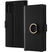IN-P41TBC10/B [iPhone 15 耐衝撃 手帳型レザーケース KAKU Ring/ブラック]