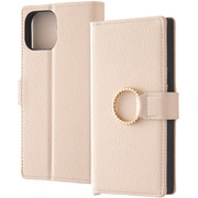 IN-P41TBC10/BE [iPhone 15 耐衝撃 手帳型レザーケース KAKU Ring/ベージュ]