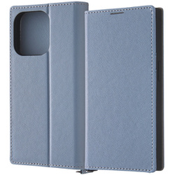 IN-P42TBC9/AGR [iPhone 15 Pro 耐衝撃 手帳型レザーケース KAKU Durable/ブルー/ライトグレー]