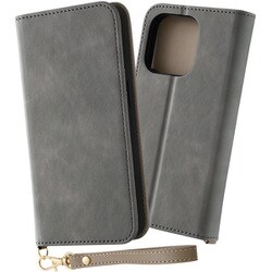IN-P42DML1/GR [iPhone 15 Pro 耐衝撃 手帳型レザーケース Raffine/グレー]