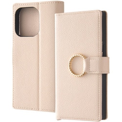 IN-P42TBC10/BE [iPhone 15 Pro 耐衝撃 手帳型レザーケース KAKU Ring/ベージュ]
