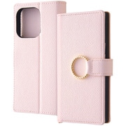 IN-P42TBC10/P [iPhone 15 Pro 耐衝撃 手帳型レザーケース KAKU Ring/ピンク]