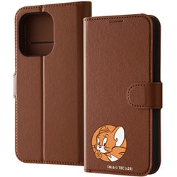 IJ-WP42ELC1DK/TJ56 [iPhone 15 Pro トムとジェリー / 手帳型レザーケース マグネット/ジェリー_ひょっこり]