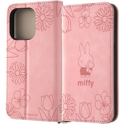 IJ-BP42DML2P/MF63 [iPhone 15 Pro ミッフィー / 手帳型レザーケース Raffine/ミッフィー_ピンクフラワー]