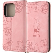 IJ-BP42DML2P/MF63 [iPhone 15 Pro ミッフィー / 手帳型レザーケース Raffine/ミッフィー_ピンクフラワー]