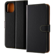 IN-P43ELC1/BOR [iPhone 15 Plus 耐衝撃 手帳型レザーケース シンプル マグネット plus/ブラック/オレンジ]