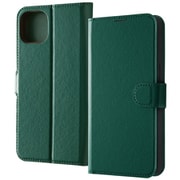 IN-P43ELC1/G [iPhone 15 Plus 耐衝撃 手帳型レザーケース シンプル マグネット plus/グリーン]