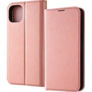 IN-P43ELC8/P [iPhone 15 Plus 耐衝撃 手帳型レザーケース シンプル/シャイニーピンク]