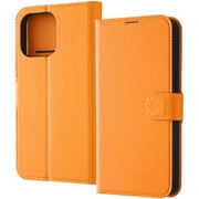 IN-P44ELC1/OR [iPhone 15 Pro Max 耐衝撃 手帳型レザーケース シンプル マグネット plus/オレンジ]