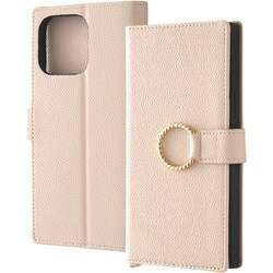 IN-P44TBC10/BE [iPhone 15 Pro Max 耐衝撃 手帳型レザーケース KAKU Ring/ベージュ]