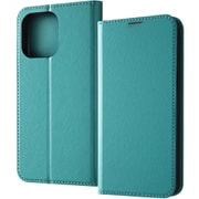 IN-P44ELC8/A [iPhone 15 Pro Max 耐衝撃 手帳型レザーケース シンプル/シャイニーブルー]