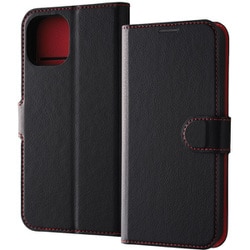 RT-P41ELC1/BR [iPhone 15 Like standard 耐衝撃 手帳型レザーケース シンプル マグネット/ブラック/レッド]