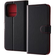 RT-P42ELC1/BR [iPhone 15 Pro Like standard 耐衝撃 手帳型レザーケース シンプル マグネット/ブラック/レッド]