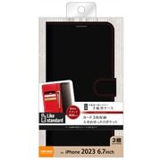 RT-P44ELC1/BR [iPhone 15 Pro Max Like standard 耐衝撃 手帳型レザーケース シンプル マグネット/ブラック/レッド]