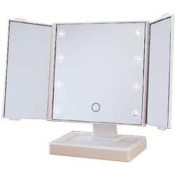三面LEDミラー ホワイト 鏡面サイズ：正面/123×126mm 扉/59×122mm YLD-09