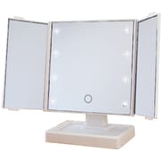 三面LEDミラー ホワイト 鏡面サイズ:正面/123×126mm 扉/59×122mm YLD-09